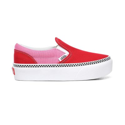 Vans 2-Tone Classic Slip-On Platform - Çocuk Slip-On Ayakkabı (Kırmızı Küpe Çiçeği)